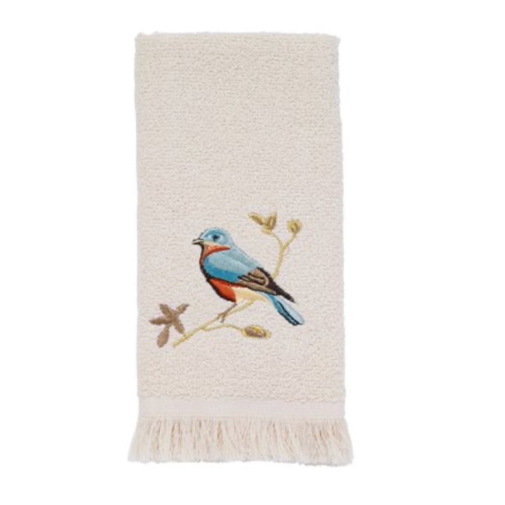 Avanti Gilded Birds Fingertip Towel, Ivory